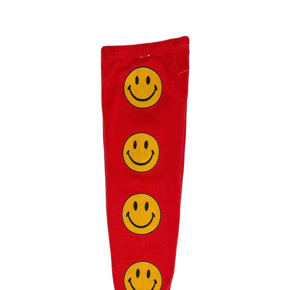 Women’s XS red sweatpants with smiley faces